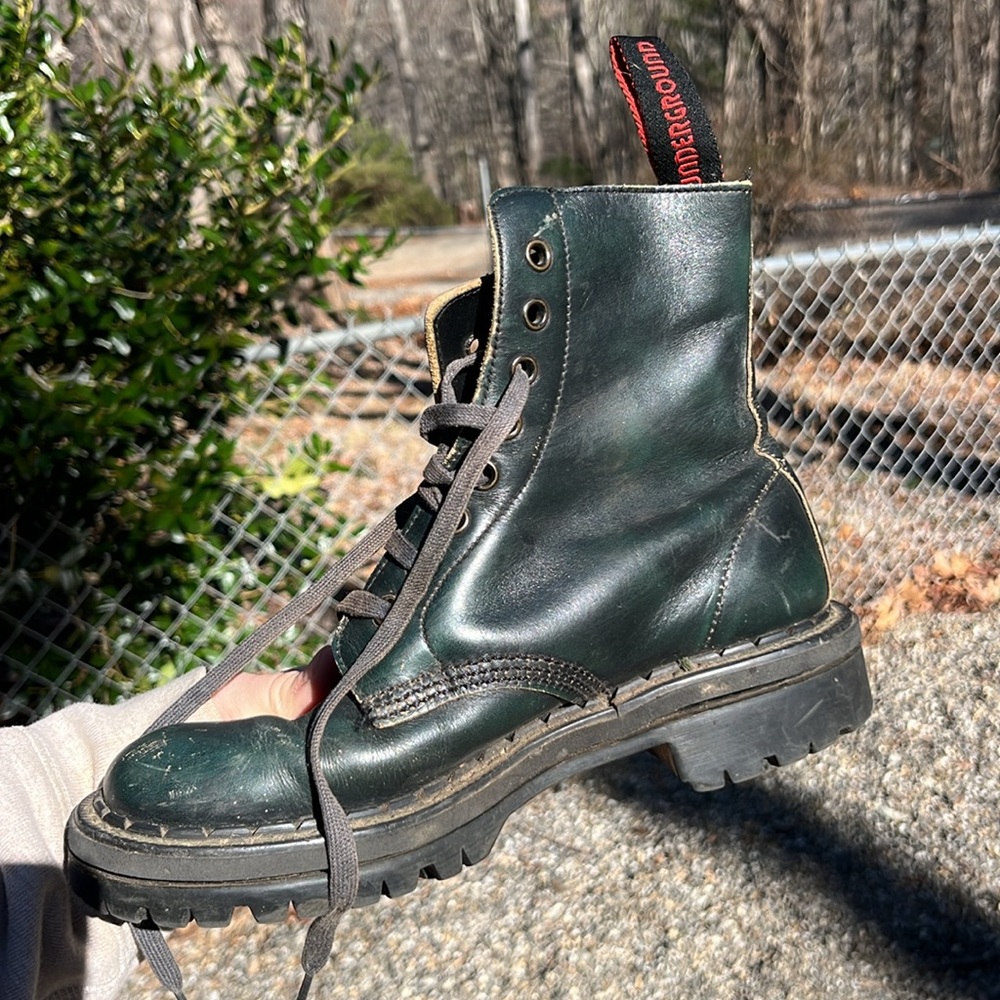 Underground boots, pretty black but appear green in sunlight.